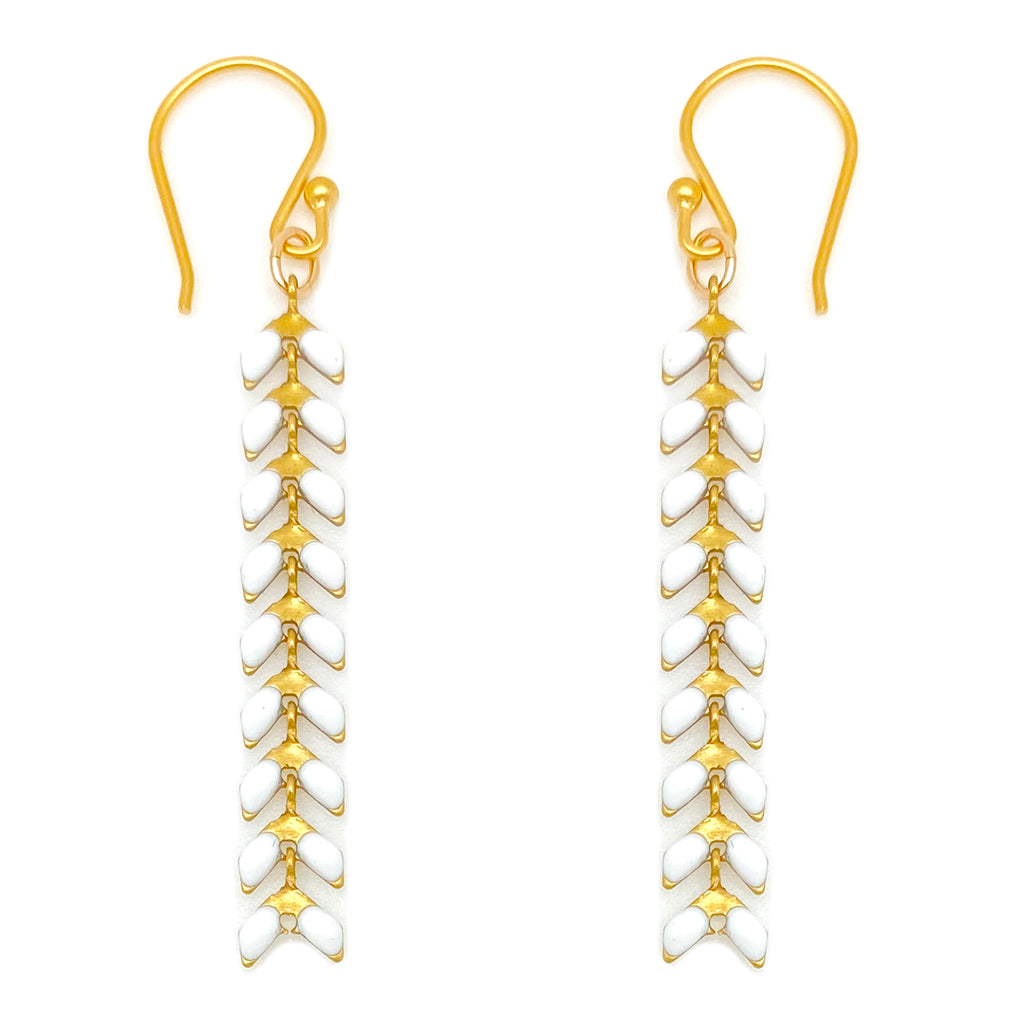 FINAL SALE - Enamel Cascade Earrings - Medium - White