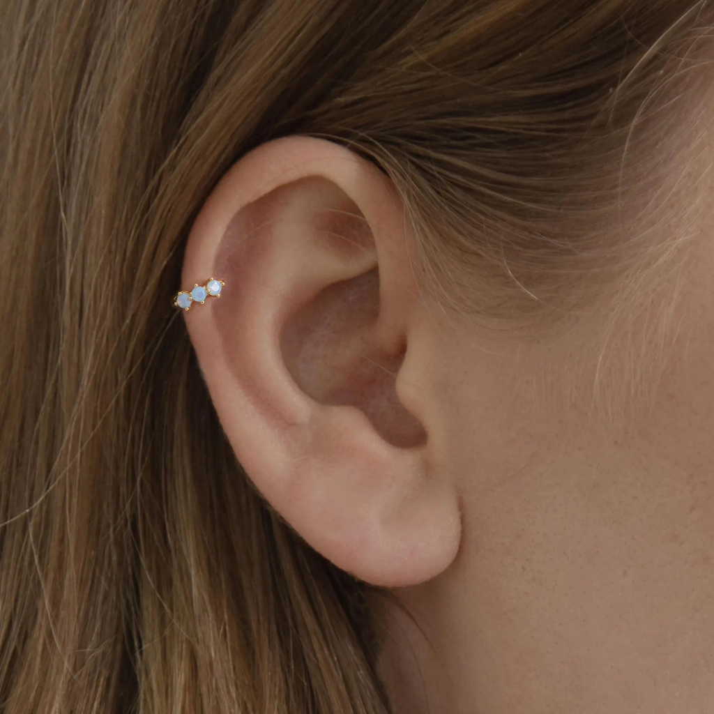 Main Character Single Earring - Blue Stone Hoop