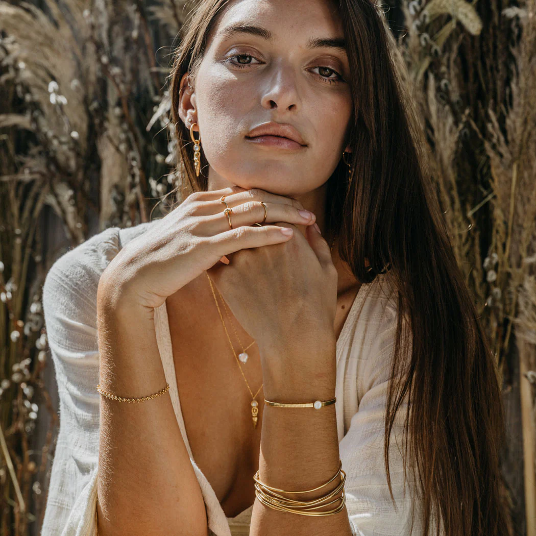 Gemstone Hammered Cuff