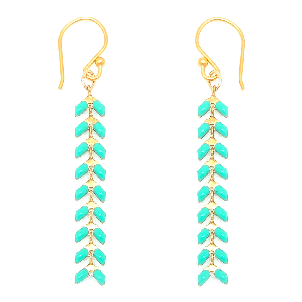 FINAL SALE - Enamel Cascade Earrings - Medium - Aqua