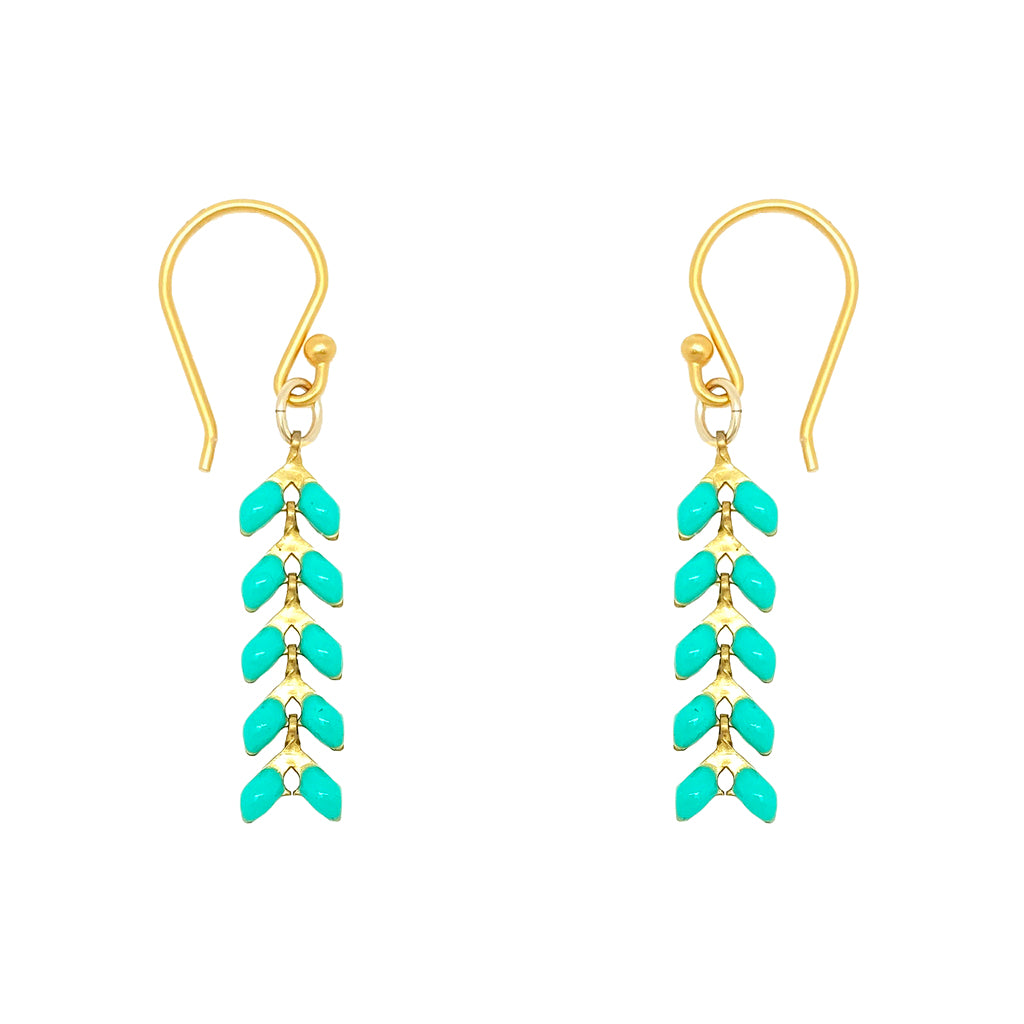 FINAL SALE - Enamel Cascade Earrings - Short - Aqua