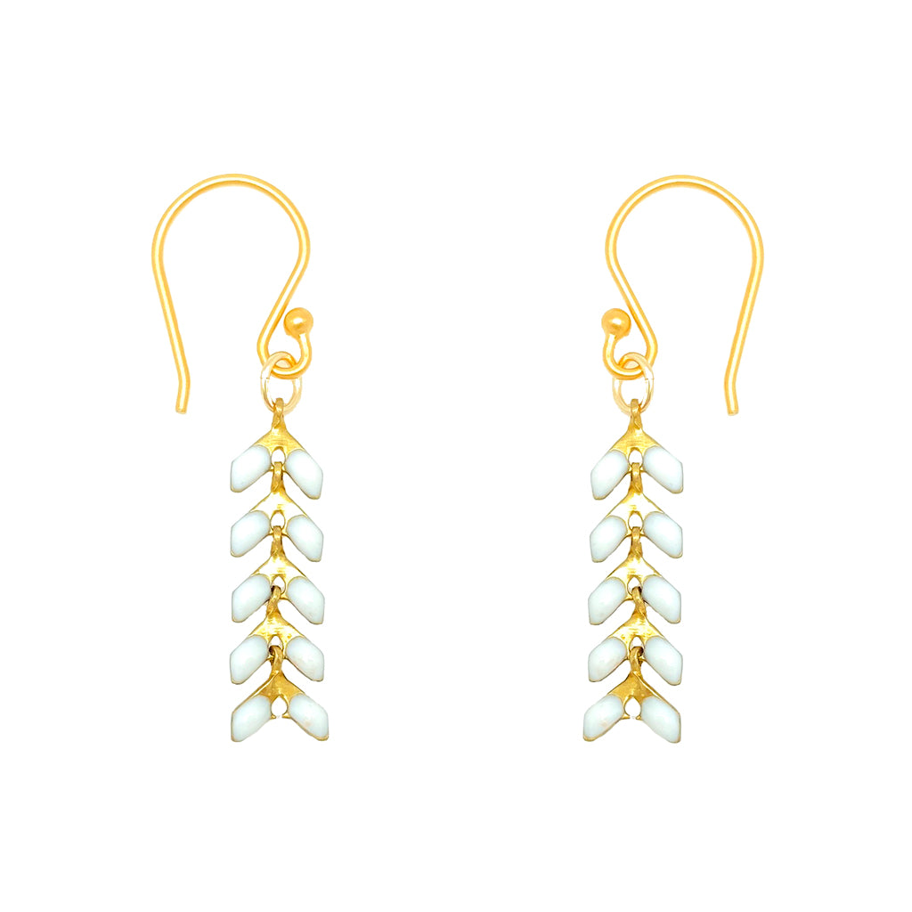 FINAL SALE - Enamel Cascade Earrings - Short - White