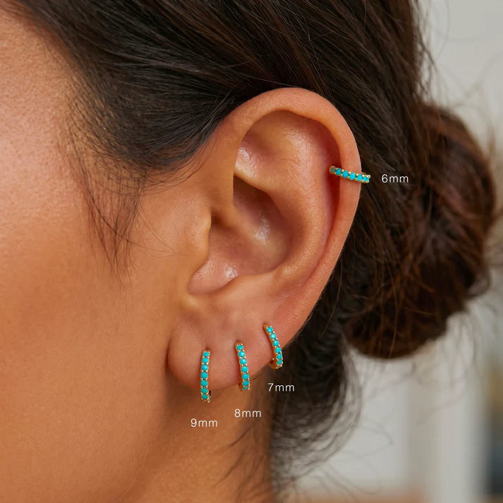 Main Character Single Earring - Turquoise Hoop