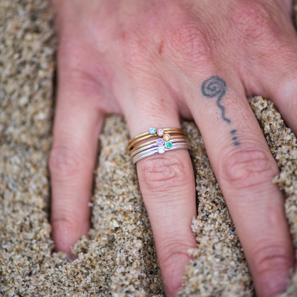 FINAL SALE - Stacking Birthstone Rings - Gold